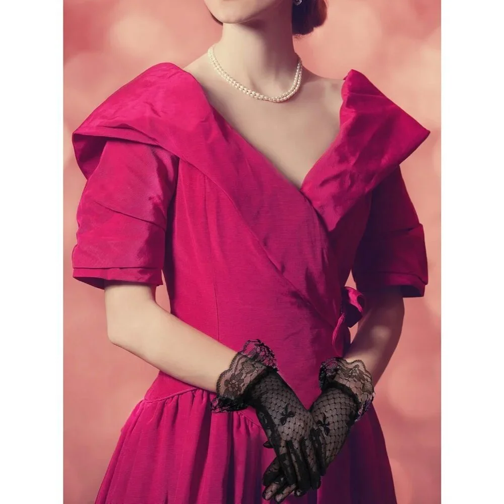 Women's Elegant Dress Up Lace Gloves Black Halloween Wedding Parties Prom